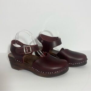 Troentorp’s Burgundy Leather Swedish Clog Sandals | EU 40 (US 9.5-10)